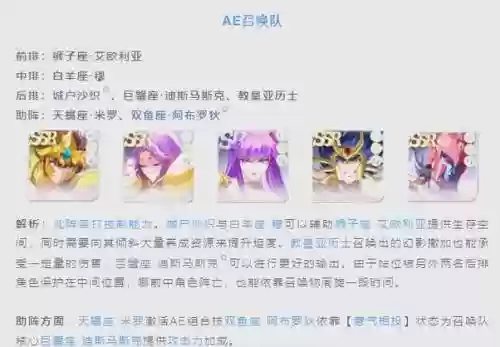圣斗士星矢亚纶阵容搭配插图